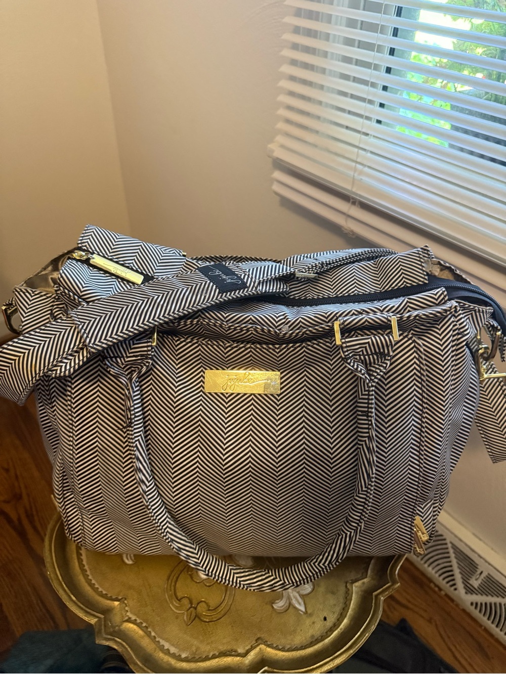 Ju-Ju-Be Herringbone Chevron Diaper Bag - Black & White